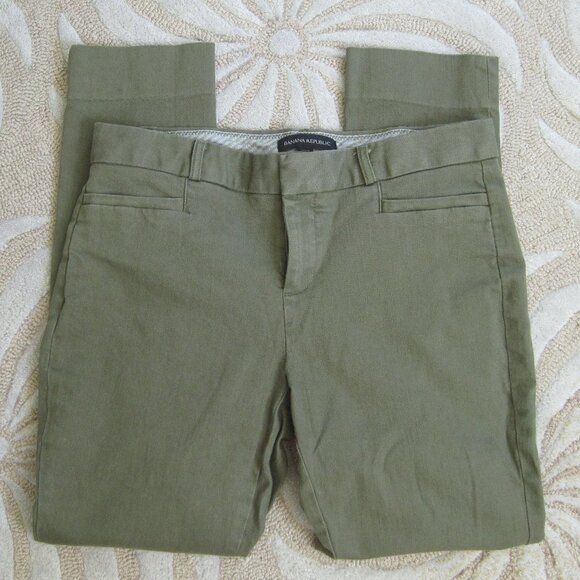 Banana Republic Sloan Pants Size 2P Olive Green Cotton Blend Petite Low Rise - Picture 1 of 7
